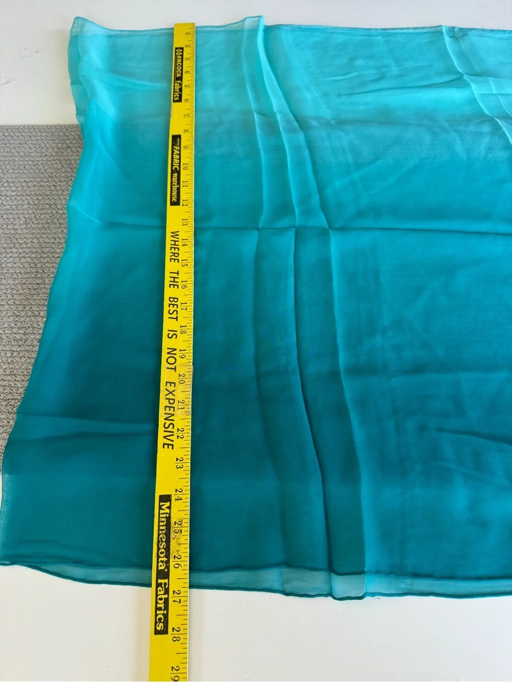 Vintage Y2K Teal Ombre Silk Sheer Scarf with Fringe